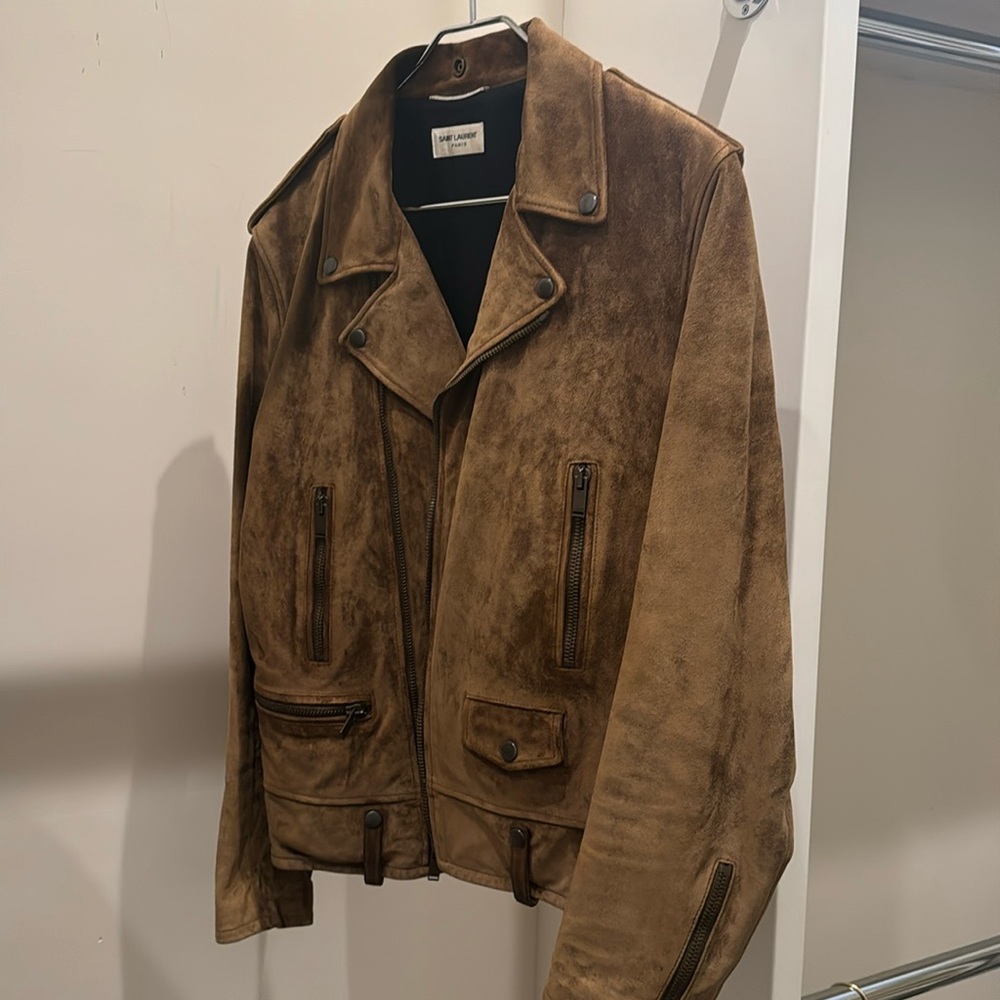 YSL suede biker jacket. Size 54.